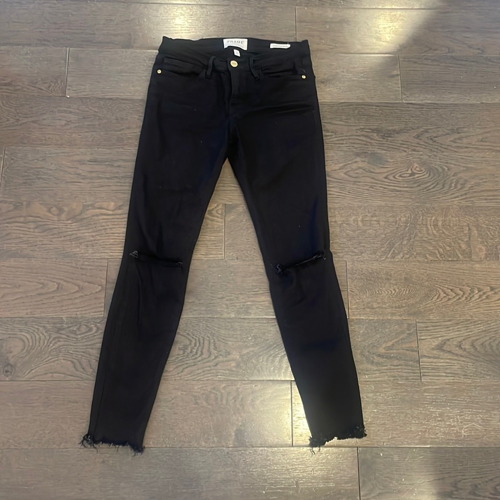 Frame black skinny ankle jeans 26
